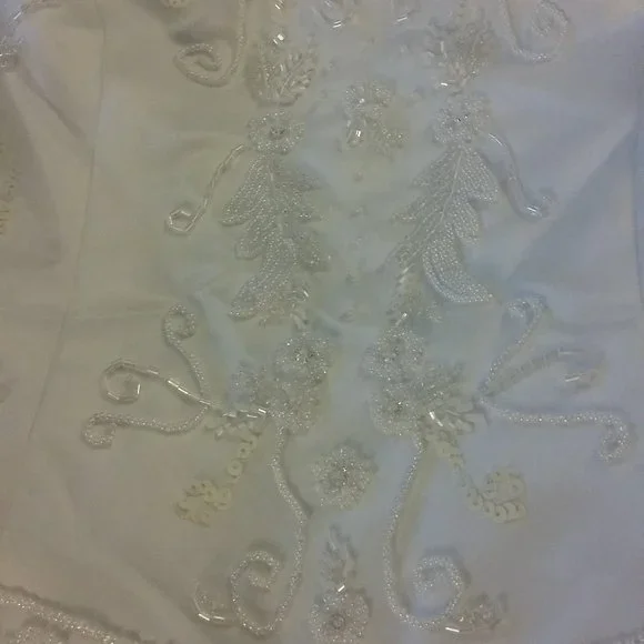 Vintage Style Mori Lee Beaded Satin Gown in Soft White - Picture 6 of 12